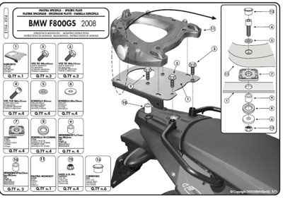 Kappa stelaż kufra centralnego BMW F 650GS / F 800GS (08-11) ( z płytą monokey )