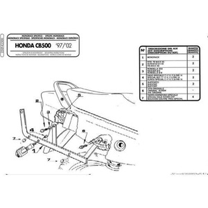 Kappa stelaż kufra centralnego Honda CB 500 (97-05), cb 500s (00-05) ( bez płyty )