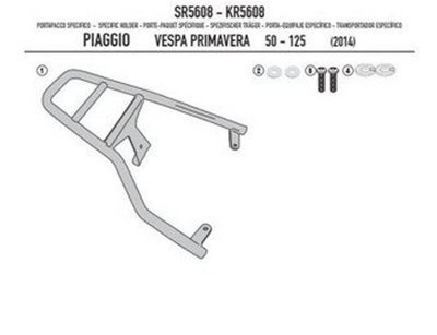 Kappa stelaż kufra centralnego Paggio Vespa Primavera 50-125-150 (14-19), Vespa Sprint 50-125-150 (14-19) ( bez płyty )