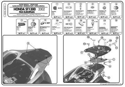 Kappa stelaż kufra centralnego Honda ST 1300 pan european (02-14) ( z płytą monokey )