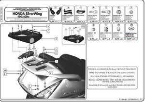 Kappa stelaż kufra centralnego Honda Silver Wing 400 (06-09), 600 / ABS (01-09), SW-T 400/600 (06-15) ( z płytą monolock )