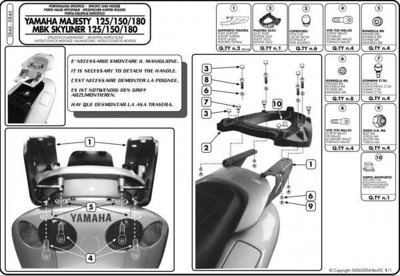 Kappa stelaż kufra centralnego Yamaha Majesty 125/150/180 (01-11) ( bez płyty )