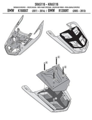 Kappa stelaż kufra centralnego BMW K 1600GT (11-16), R 1200rt (05-13) aluminiowy monokey