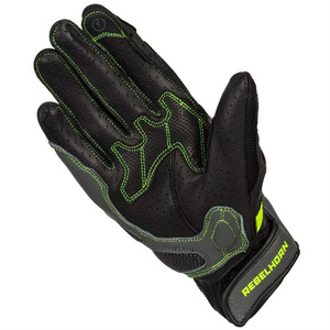 Damskie rękawice motocyklowe sportowe Rebelhorn FLUX II czarny-żółty fluo