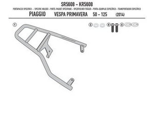 Kappa stelaż kufra centralnego Paggio Vespa Primavera 50-125-150 (14-19), Vespa Sprint 50-125-150 (14-19) ( bez płyty )