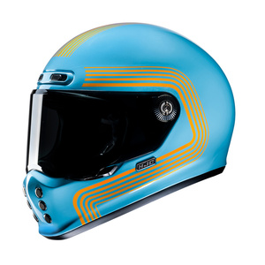 Kask motocyklowy integralny custom cruiser HJC V10 Foni niebieski/pomarańczowy