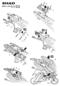 Stelaż boczny 3P SHAD kufra motocyklowego do BMW S1000XR
