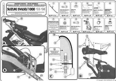 Kappa stelaż kufra centralnego Suzuki SV 650 / s (03-08) ( bez płyty )