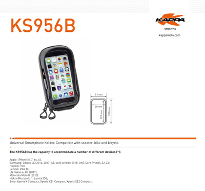 Kappa torba na gps / smartphone iphone 6/6S/7/8 samsung galaxy nokia/microsoft sony xperia z mocowaniem na kierownicę i lusterko