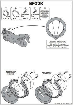 Kappa mocowanie tanklock Triumph Sprint 1050st/gt, tiger 1050 (06)