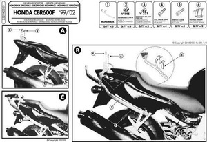 Kappa stelaż kufra centralnego Honda CBR 600f (99-02) ( bez płyty )