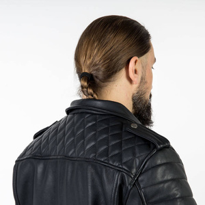 Kurtka motocyklowa skórzana ramoneska OZONE RAMONES MODERN matowy czarna