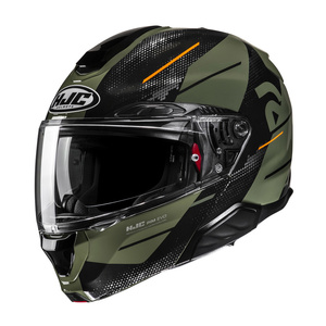 Kask motocyklowy szczękowy HJC RPHA 91 Blat czarny/zielony