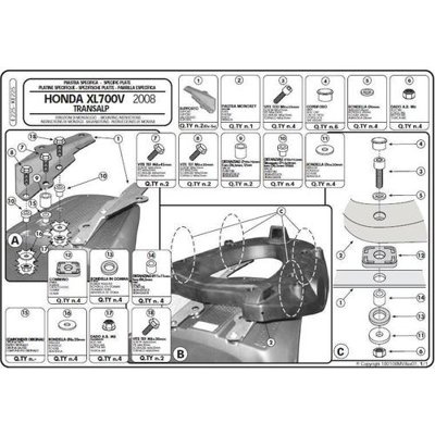 Kappa stelaż kufra centralnego Honda XL 700v transalp (08-13) ( z płytą monokey )