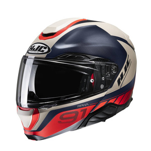 Kask motocyklowy szczękowy HJC RPHA 91 Rafino szary/czerwony