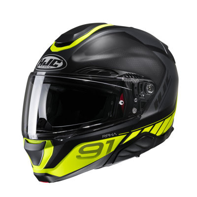 Kask motocyklowy szczękowy HJC RPHA 91 Rafino czarny/żółty