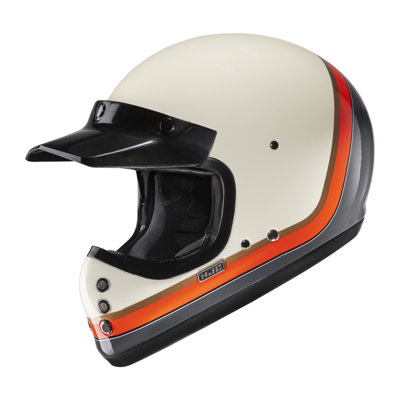 Kask motocyklowy integralny custom cruiser HJC V60 Scoby biały/pomarańczowy/szary